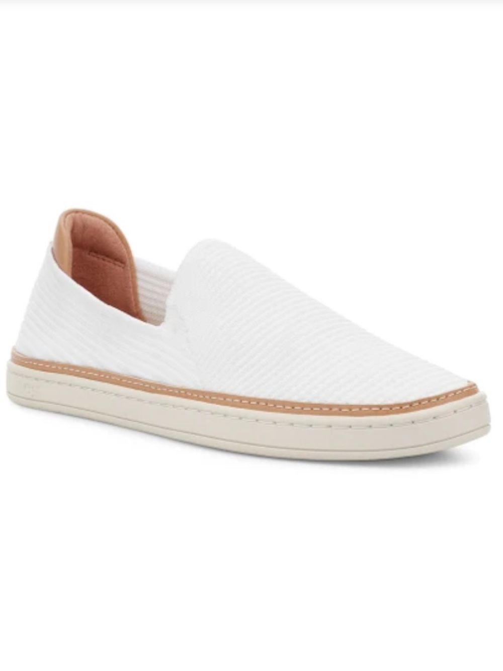 UGG Sammy Slip On Sneaker in White Rib Knit Flat Women's Size 6.5